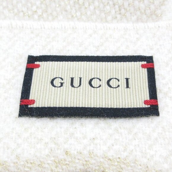 Auth GUCCI GG Cashmere Lame Jacquard Scarf - Picture 13 of 16